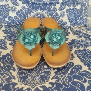 Clarks Teal Wedge Sandals
